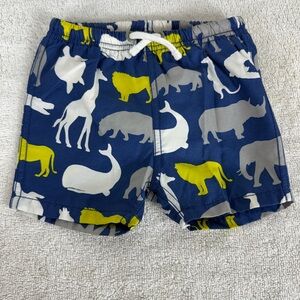 Baby Boden Swim Trunks Infant 3-6‎ Months Blue Animal Safari Beach Summer
